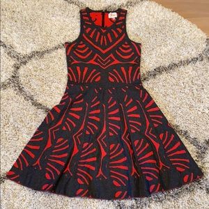 Parker red / grey metallic dress